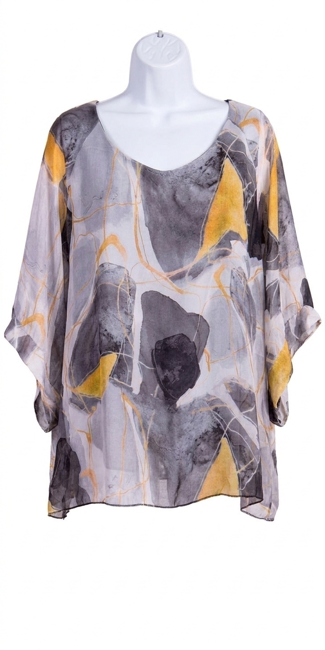 NEW GIGI MODA coletta abstract silk top in black